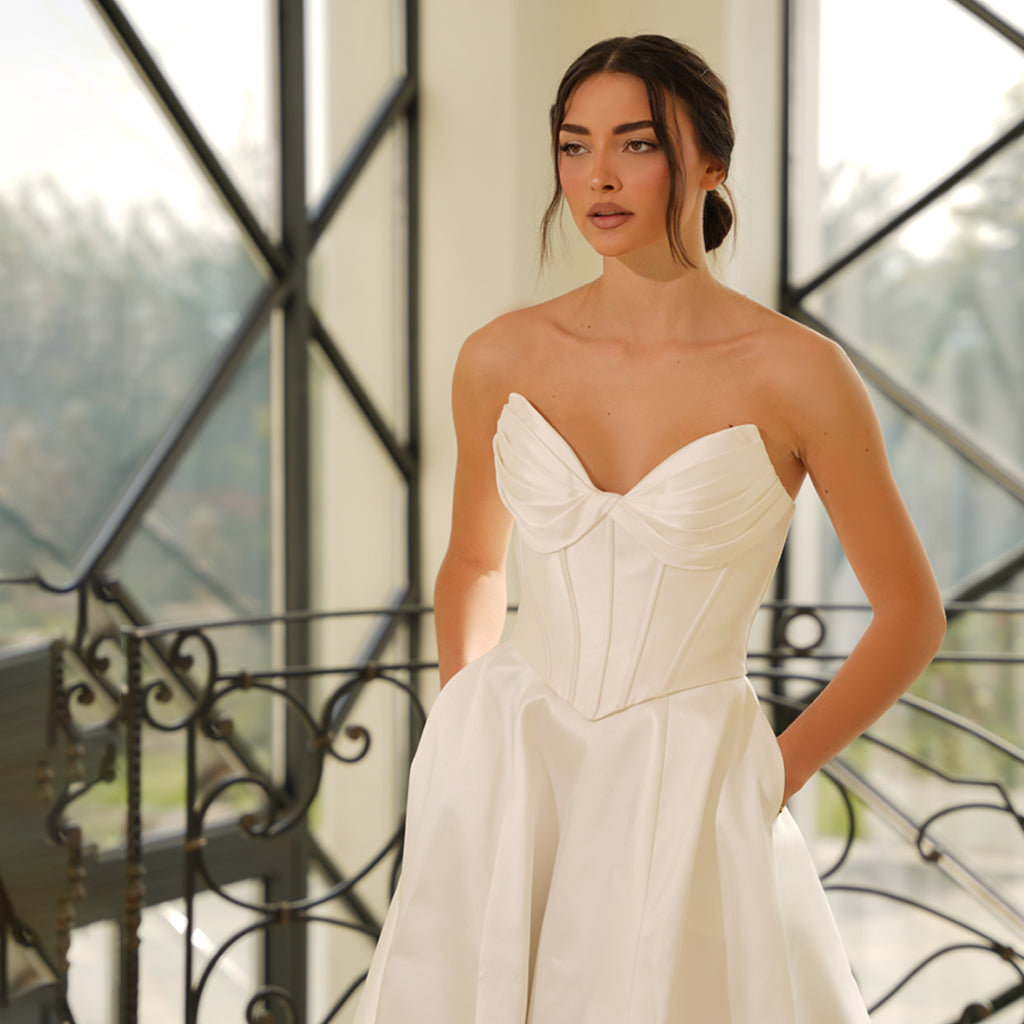 Laurenne TE704 Mikado Corset A-Line Wedding Dress