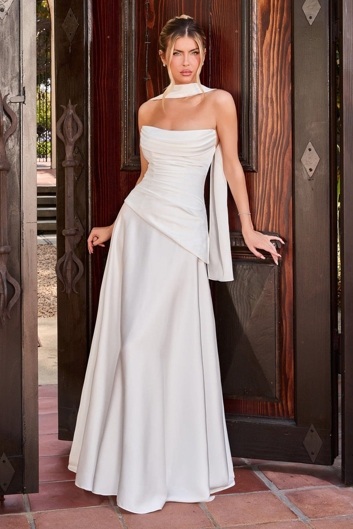 ALYSSA Draped Stretch Satin Corset Wedding Dress