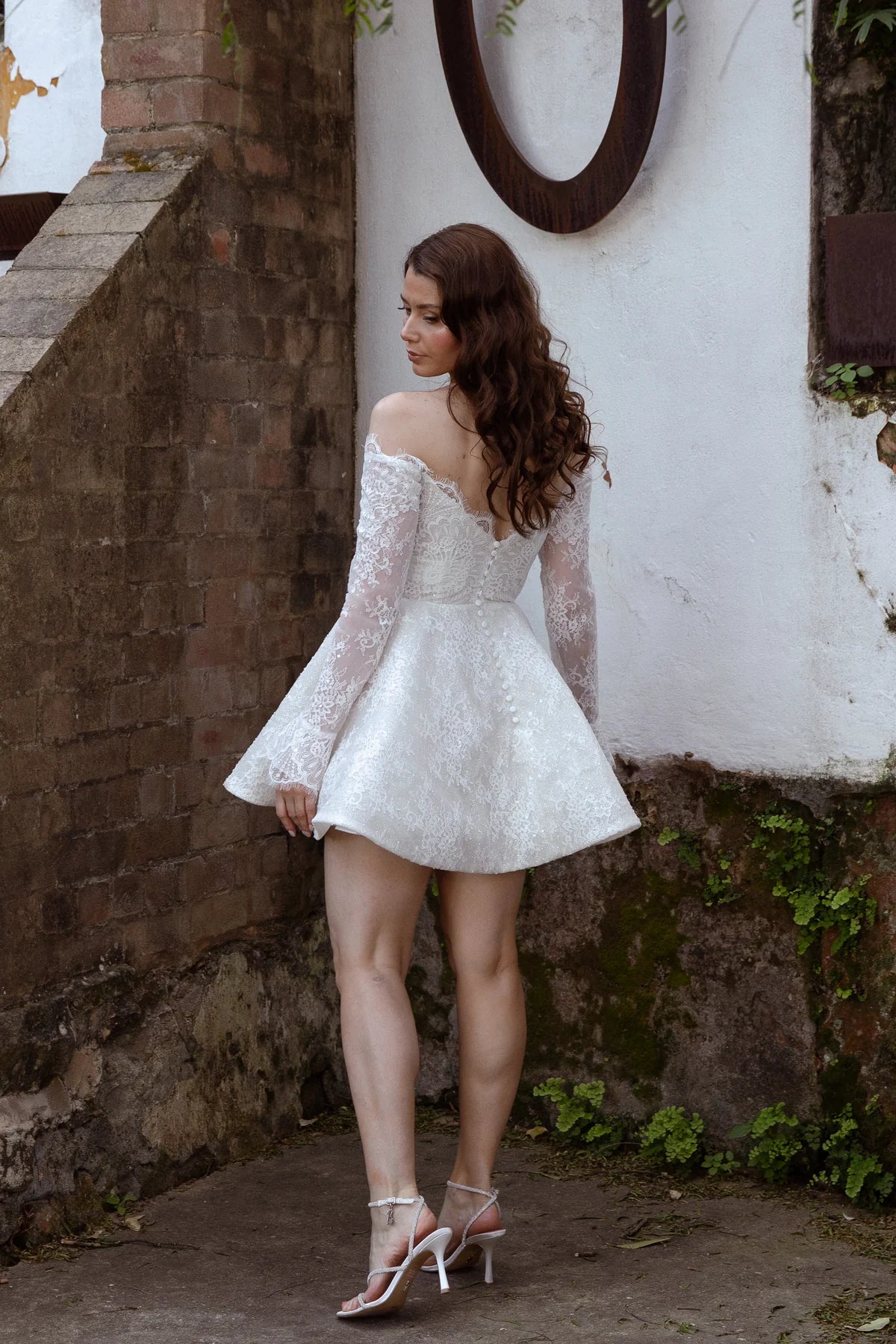 PRINCESS Lace Off Shoulder Bridal Mini Dress