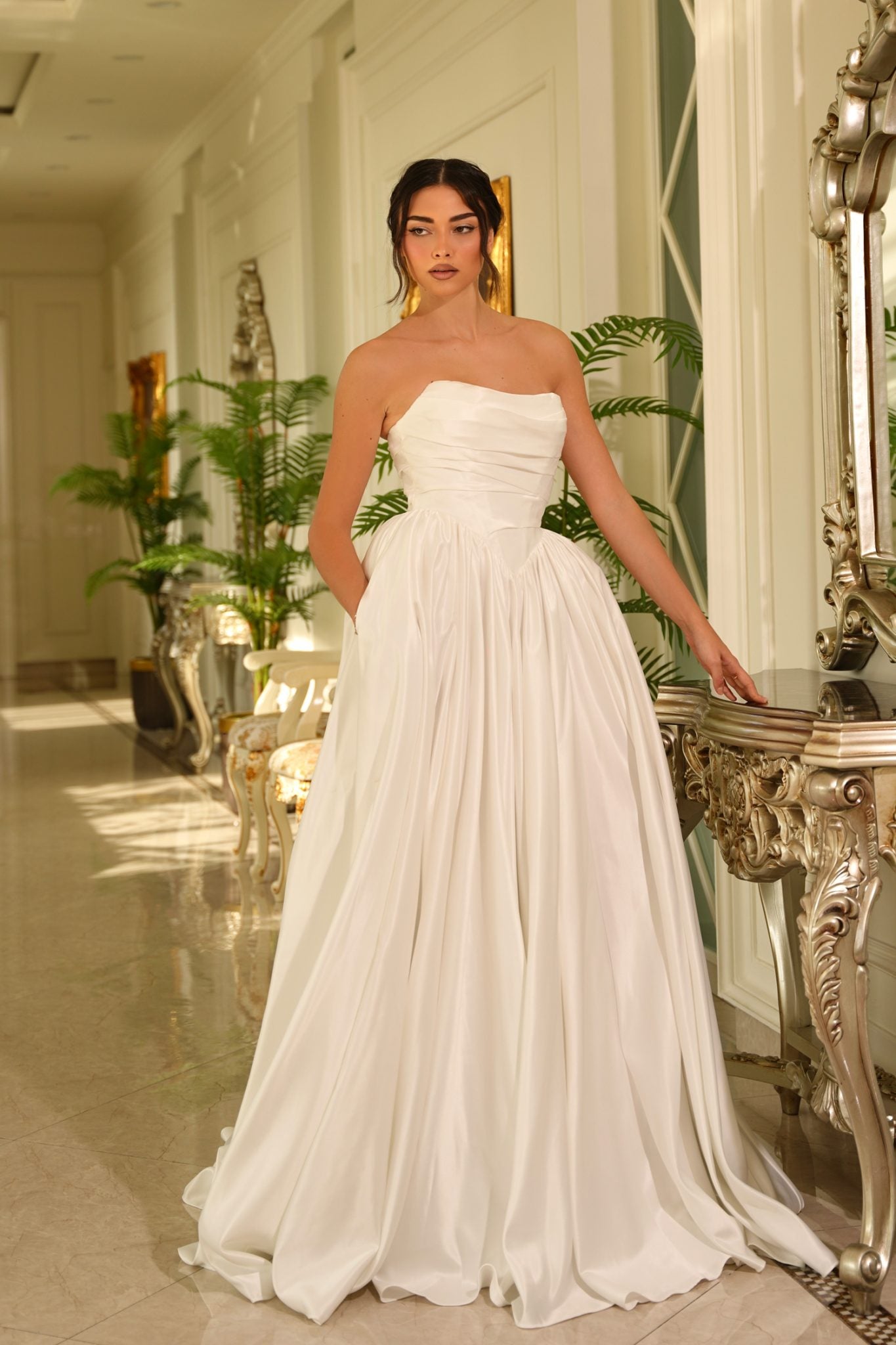 Marcelline TE810 Satin Strapless A-Line Wedding Dress