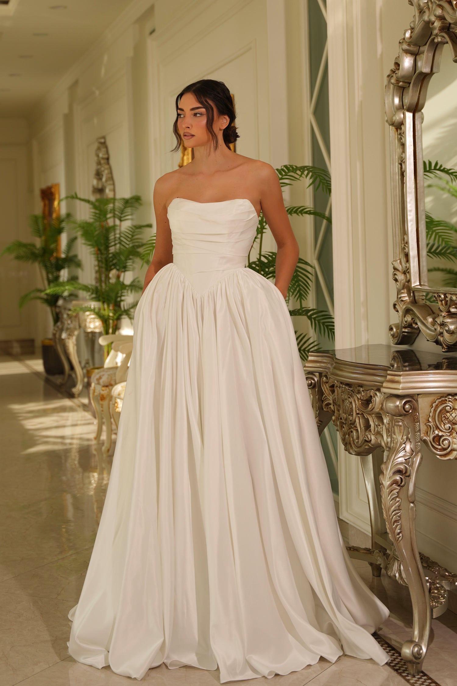 Marcelline TE810 Satin Strapless A-Line Wedding Dress