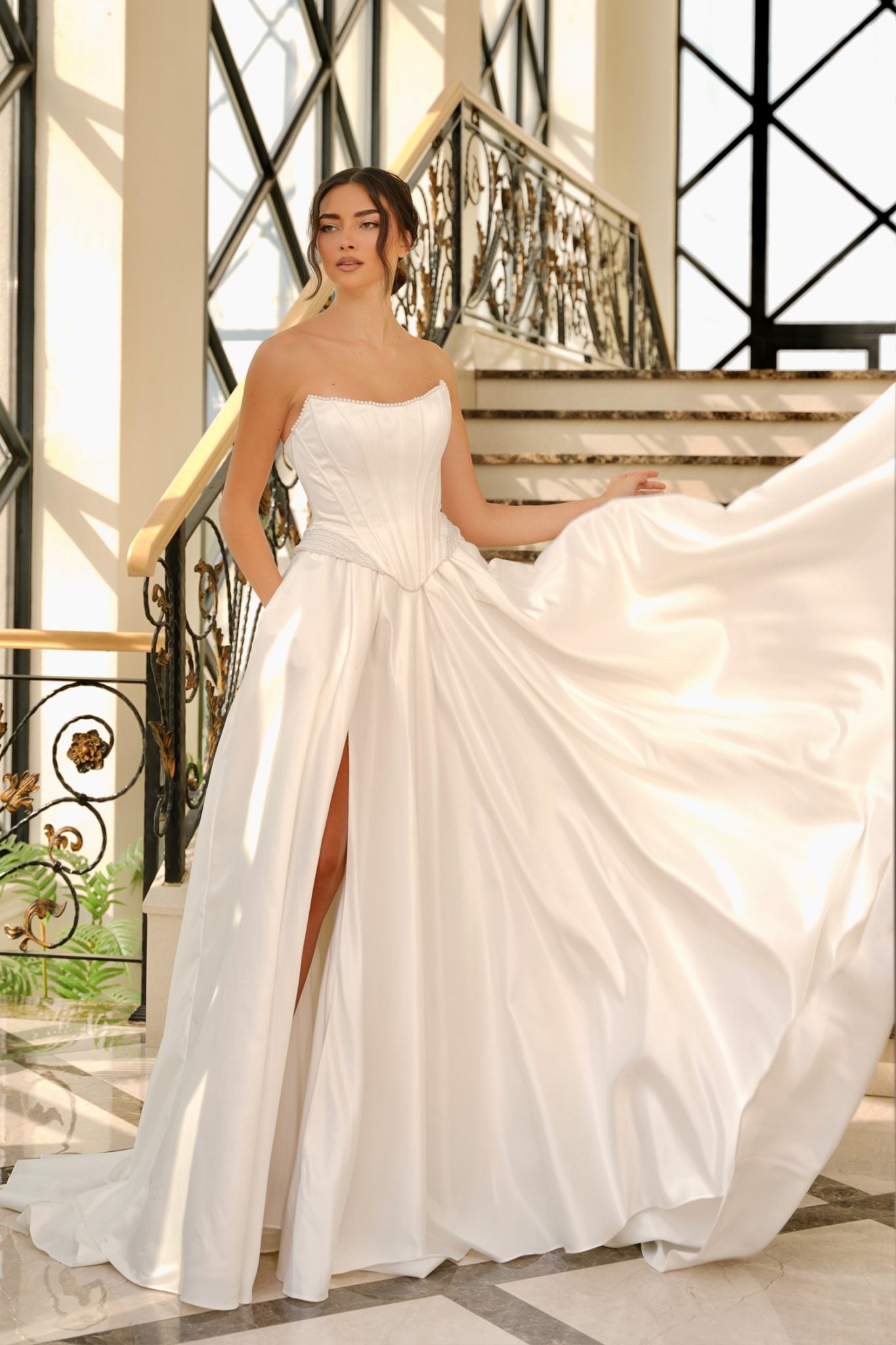 Milan TK803 Strapless Corset A-Line Wedding Dress with Slit