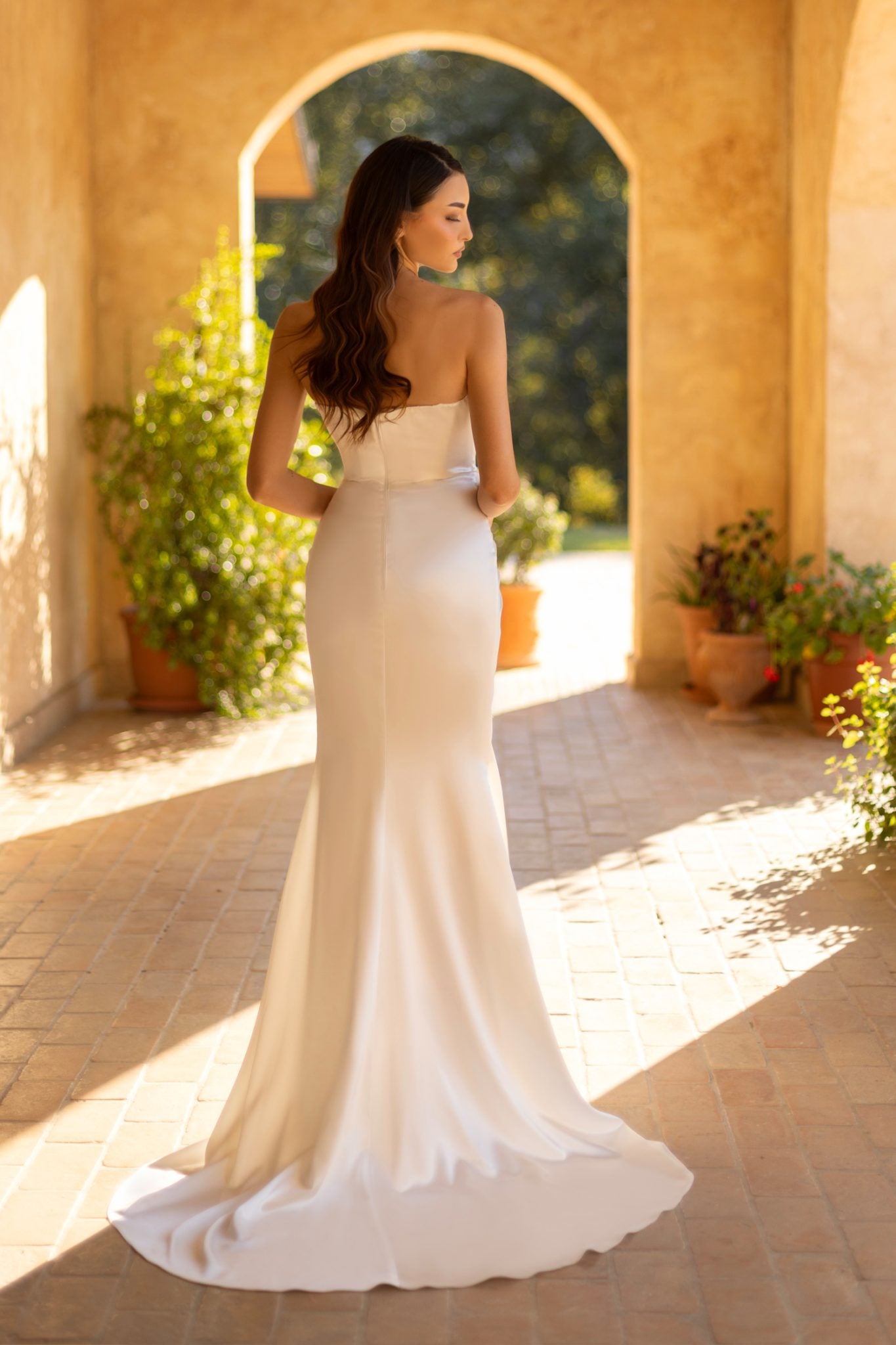 IMELDA TT003W Strapless Satin Fitted Wedding Dress