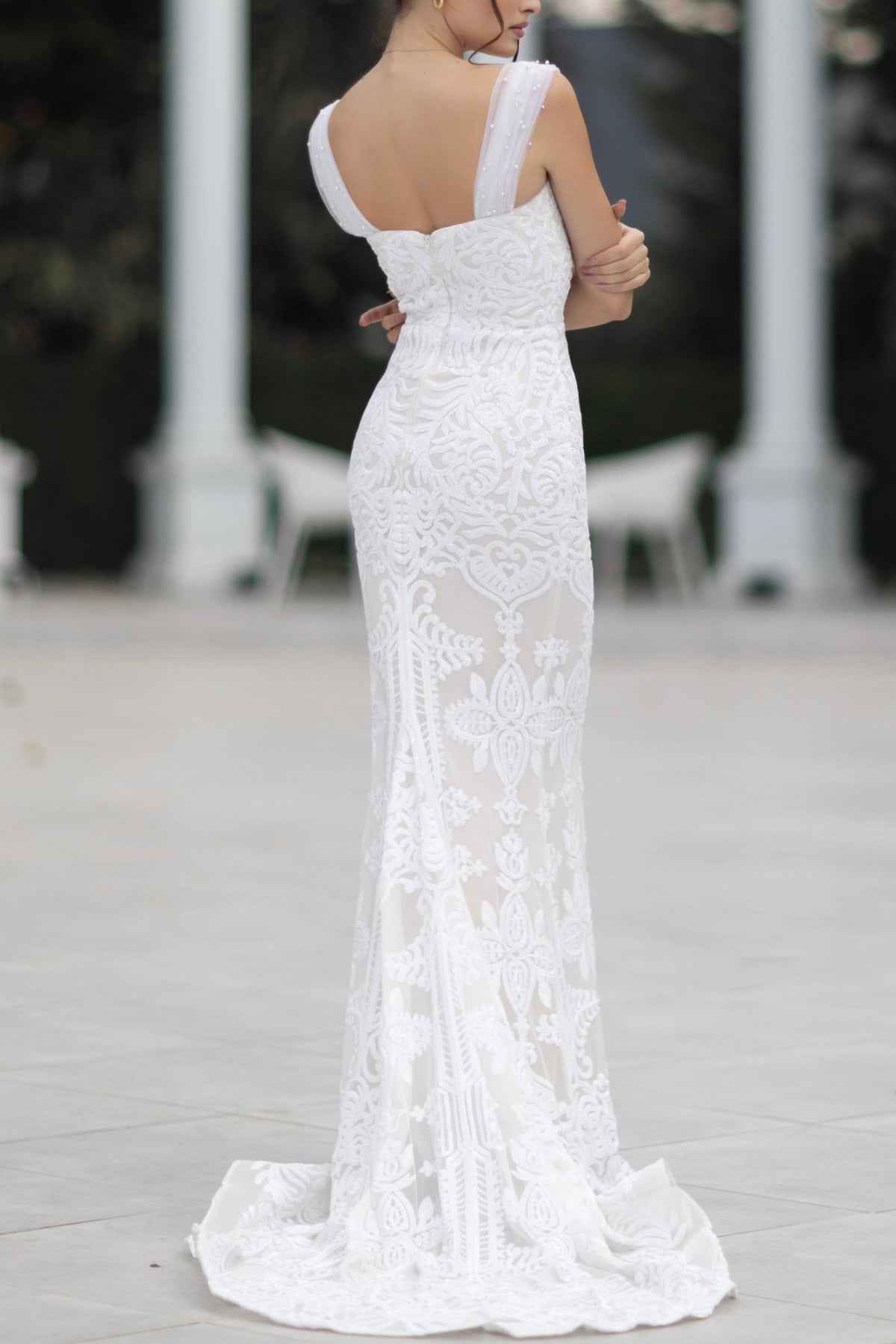 TW103 White & Nude Sequin Mermaid Wedding Dress