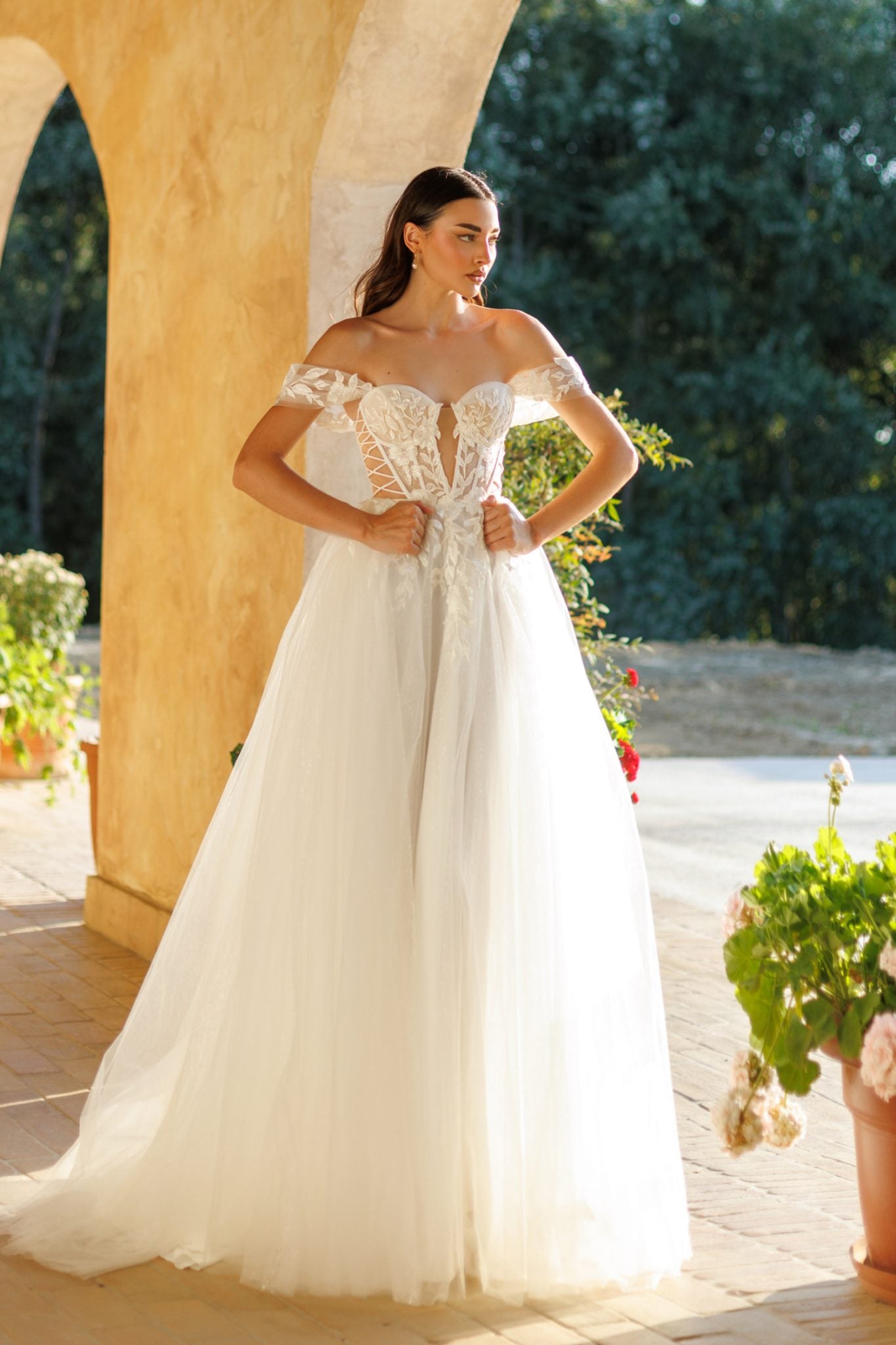 DAHLIA TW480 Off Shoulder Corset A-Line Wedding Dress