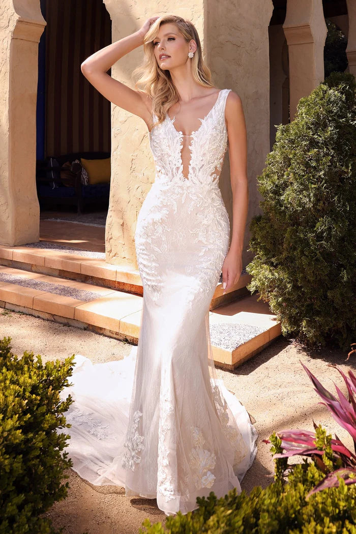 FLORELLA Plunge Lace Fitted Wedding Dress