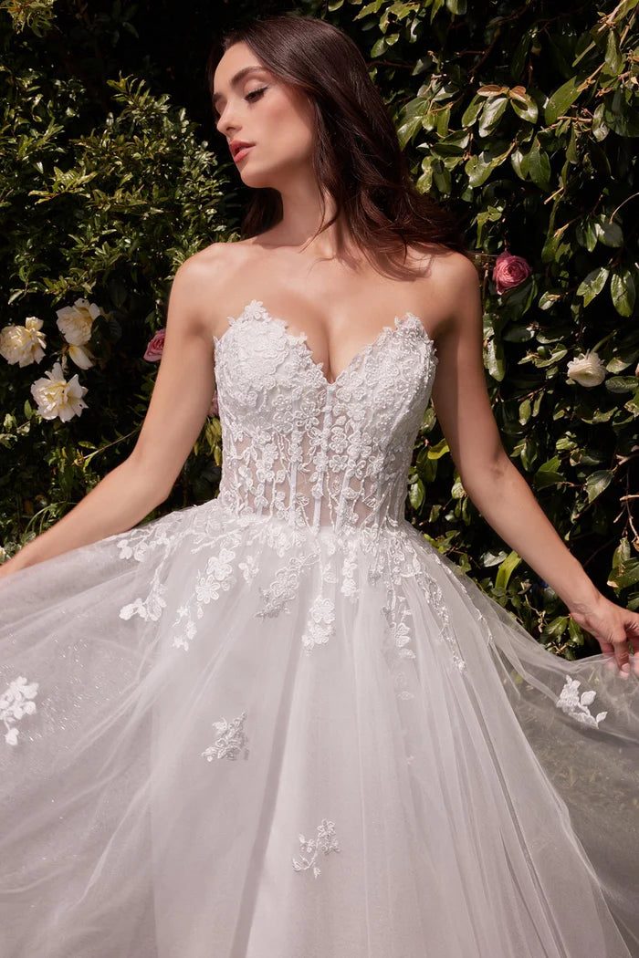BRYDIE Strapless Lace Corset A-Line Glitter Tulle Wedding Dress