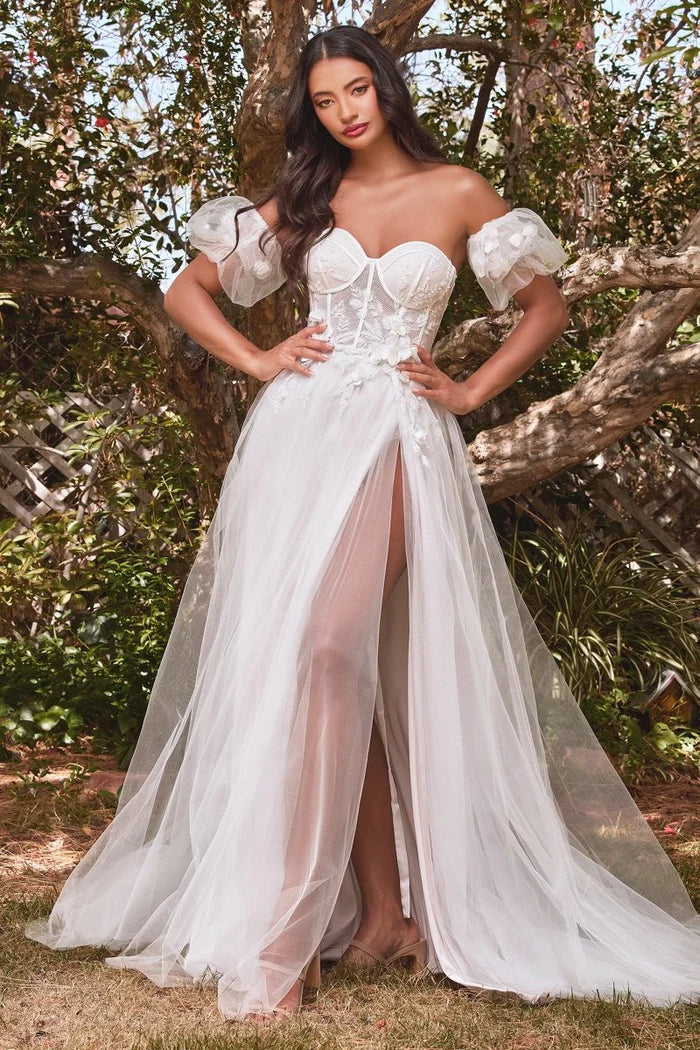 ROMINA Strapless Floral Tulle Ball Gown Wedding Dress