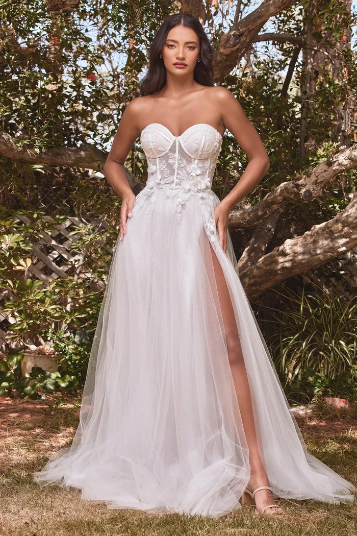 ROMINA Strapless Floral Tulle Ball Gown Wedding Dress