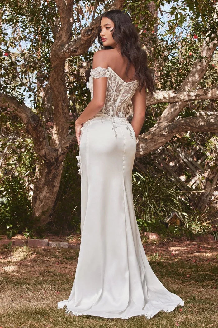 THELMA Off-White Sequin Bustier Satin Wedding Dress