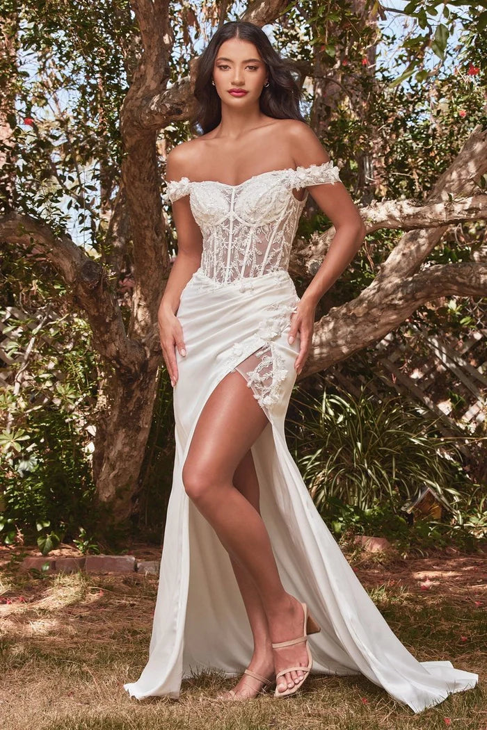 THELMA Off-White Sequin Bustier Satin Wedding Dress