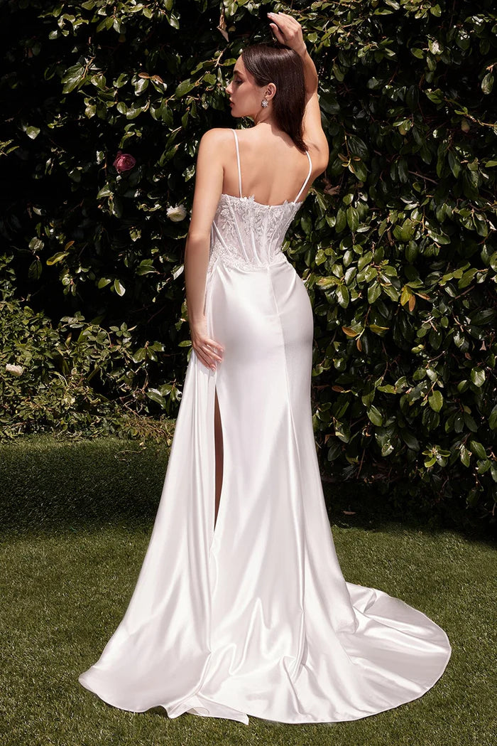 STERLING Lace Bodice Satin Fitted Wedding Dress