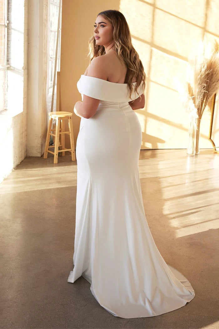 KAILA Curve Off-Shoulder Fitted Satin Wedding Dress