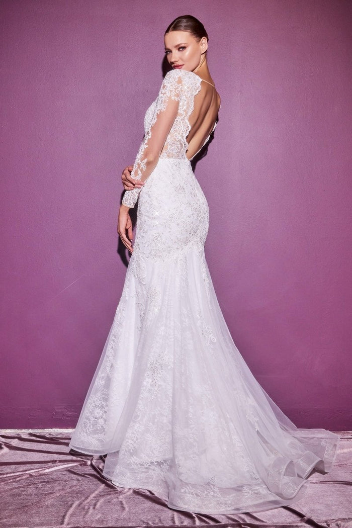 ROBYN Layered Lace Mermaid V-Neck Wedding Dress