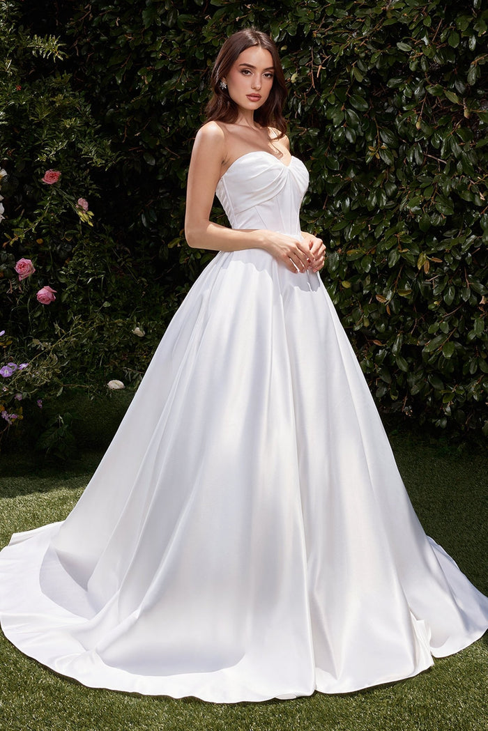 STACIE Strapless Sweetheart Satin Ball Gown Wedding Dress
