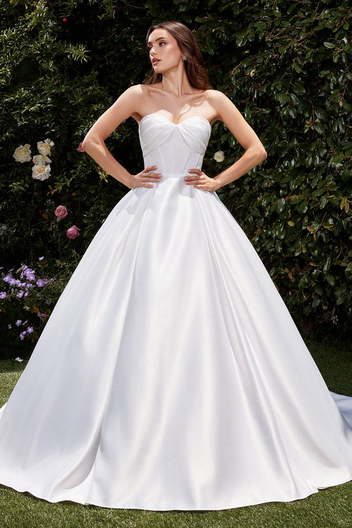 STACIE Strapless Sweetheart Satin Ball Gown Wedding Dress