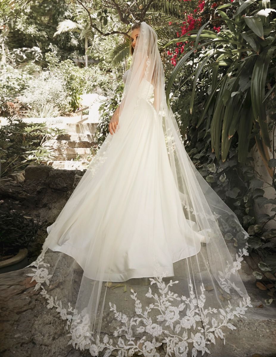 ROWENA Beaded Lace Cathedral Bridal Veil