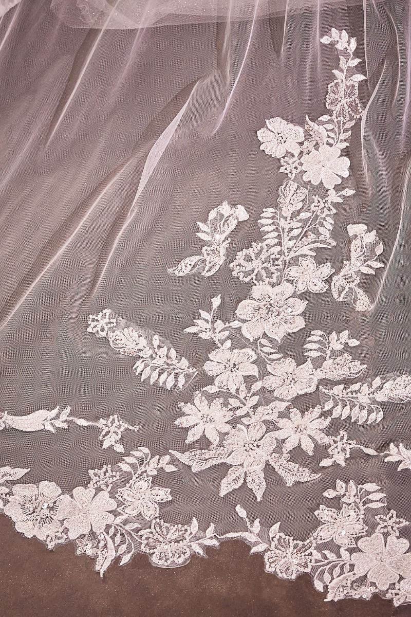SEVILLE Beaded Floral Chapel Bridal Veil