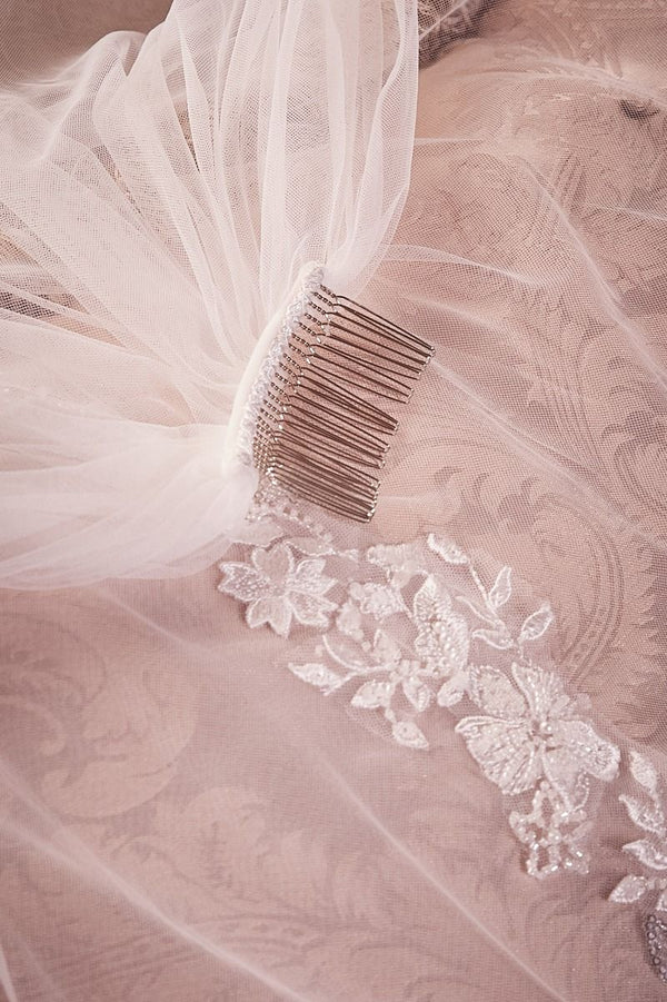 SEVILLE Beaded Floral Chapel Bridal Veil