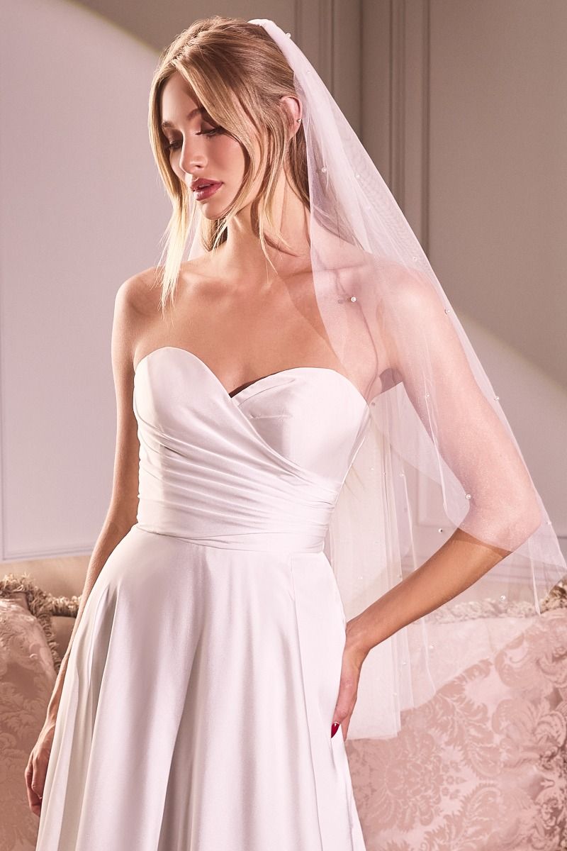 CAPRI Pearl Drop Feature Finger Tip Length Veil