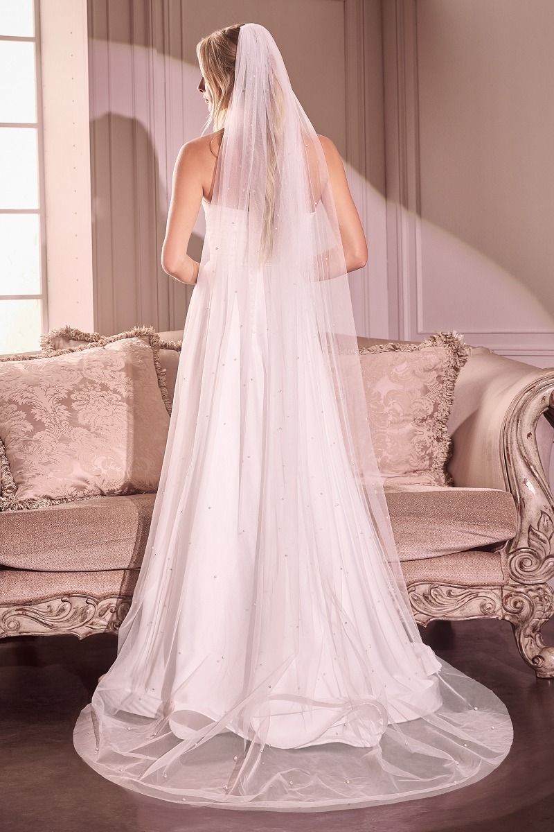 LESLIE Pearl Drop Chapel Bridal Veil
