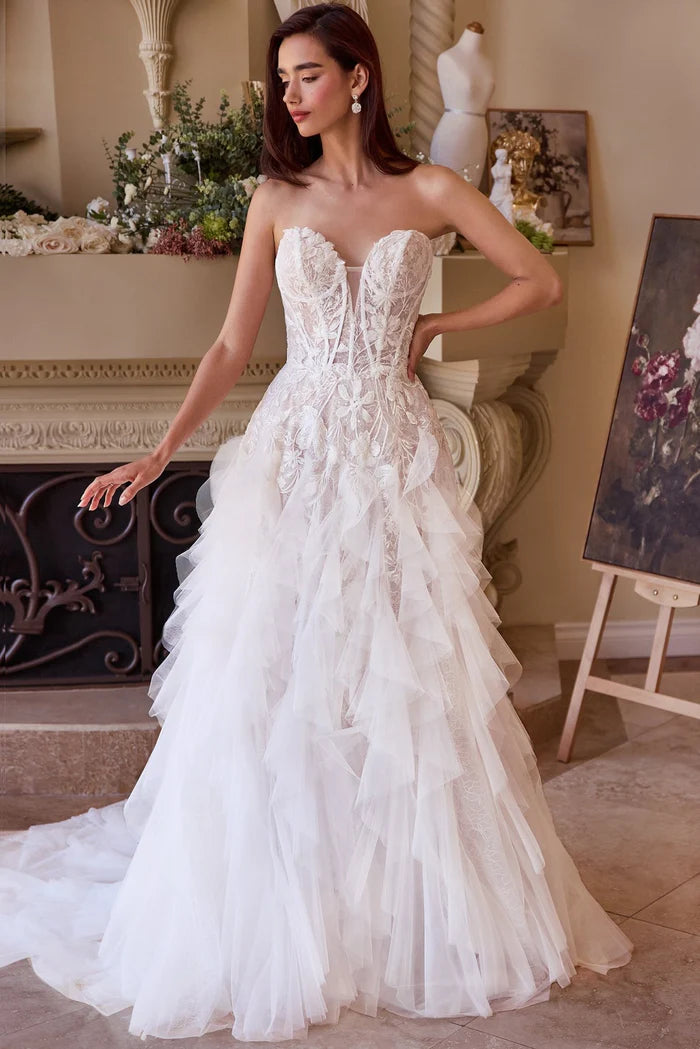VALERIE Lace Drop Waist Ruffle Wedding Dress