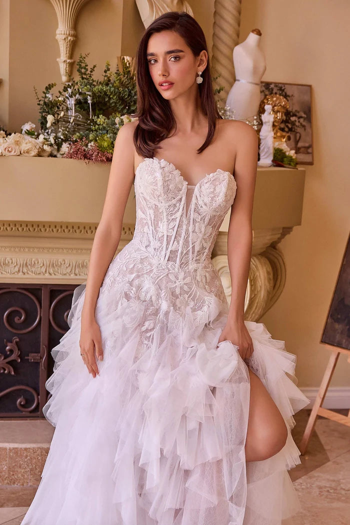 VALERIE Lace Drop Waist Ruffle Wedding Dress