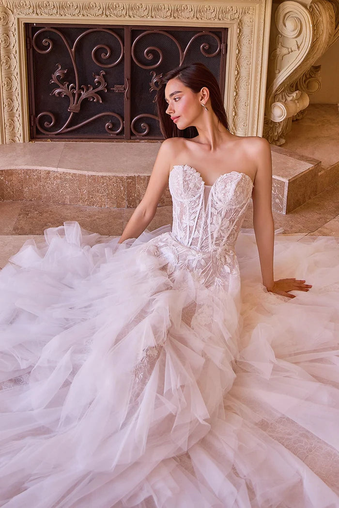 VALERIE Lace Drop Waist Ruffle Wedding Dress