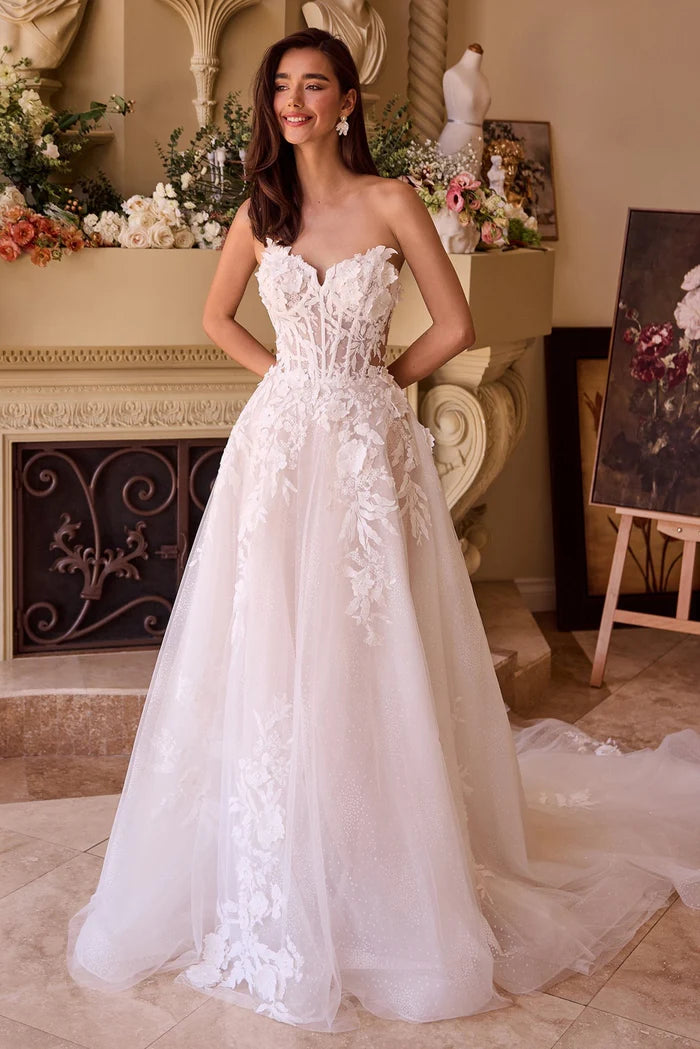 CELINE Lace Ball Gown Wedding Dress with Puff Sleeves