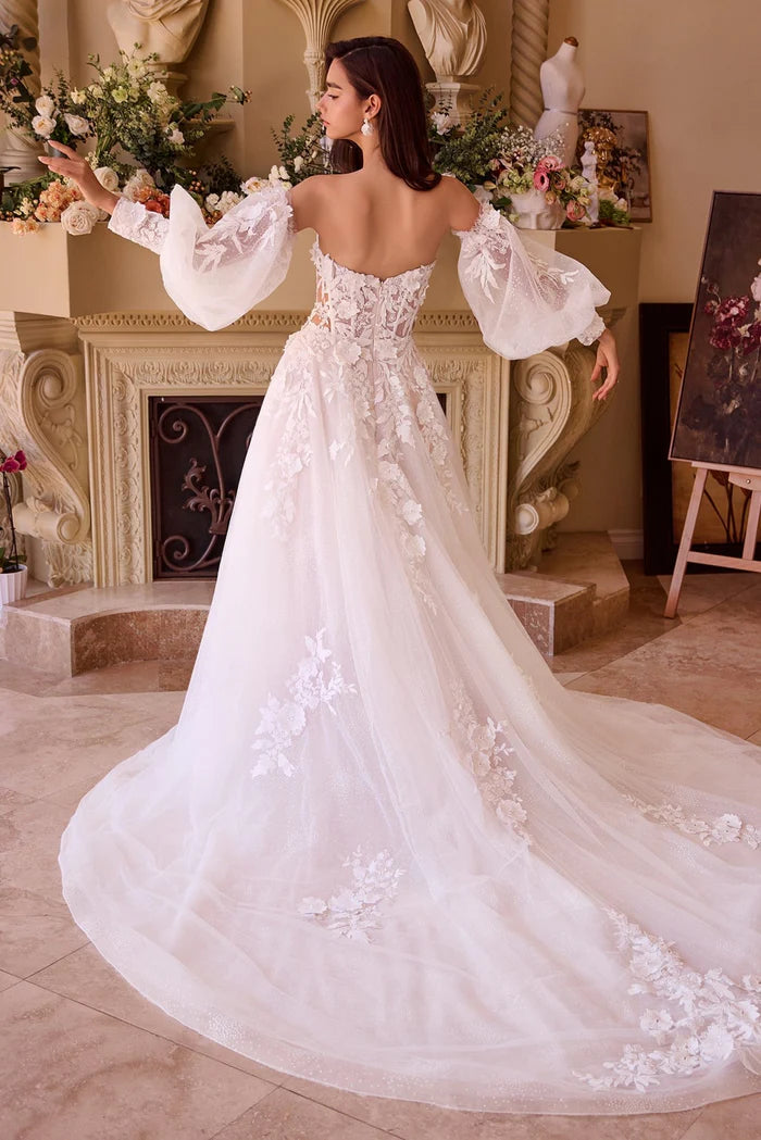 CELINE Lace Ball Gown Wedding Dress with Puff Sleeves