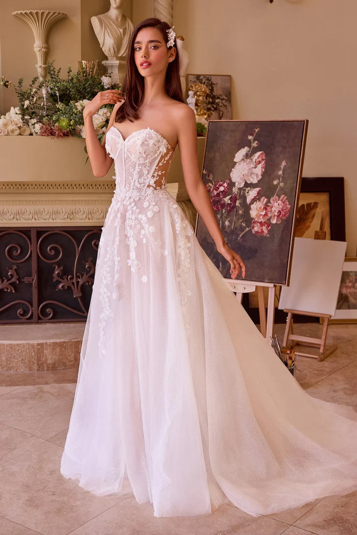 LUCIENNE Lace Ball Gown Wedding Dress with Puff Sleeves