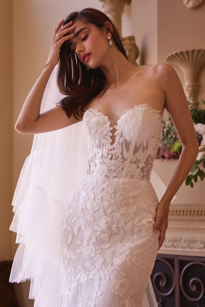 DIANNA Strapless Floral Lace Mermaid Wedding Dress