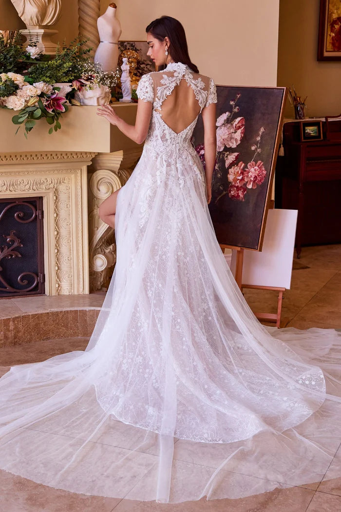 KATERINA High Neck A-Line Wedding Dress with Slit