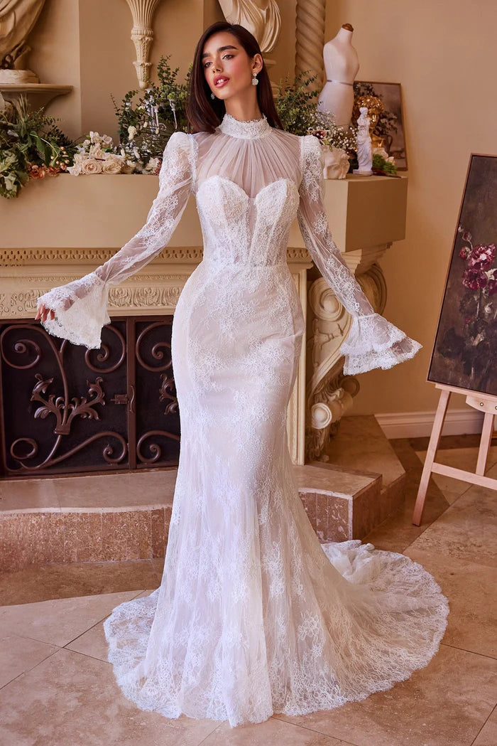 PHOEBE Lace Fitted Wedding Dress with Sleeves & Bolero