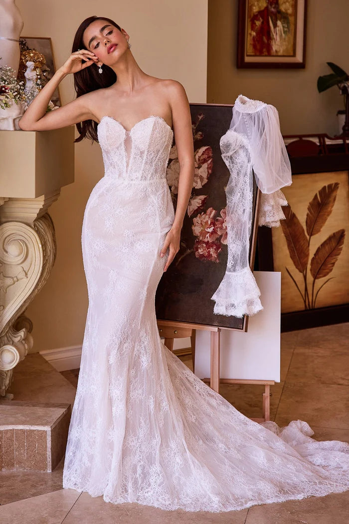 PHOEBE Lace Fitted Wedding Dress with Sleeves & Bolero