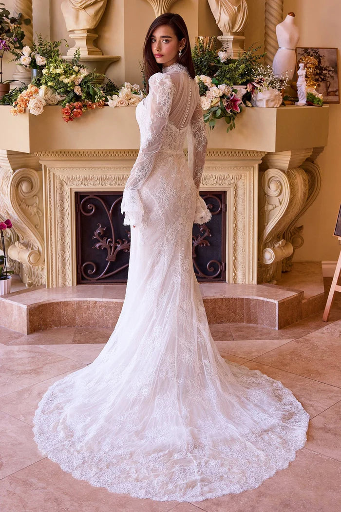 PHOEBE Lace Fitted Wedding Dress with Sleeves & Bolero