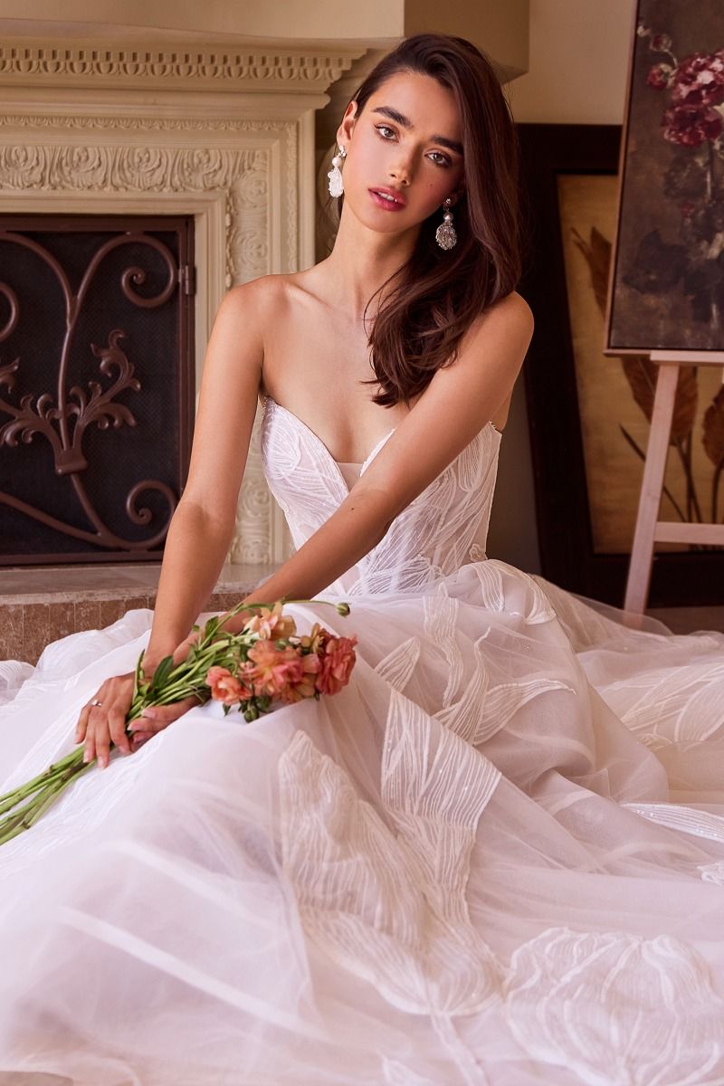 ALYSON Deep Sweetheart Sequin Tulle Ball Gown Wedding Dress