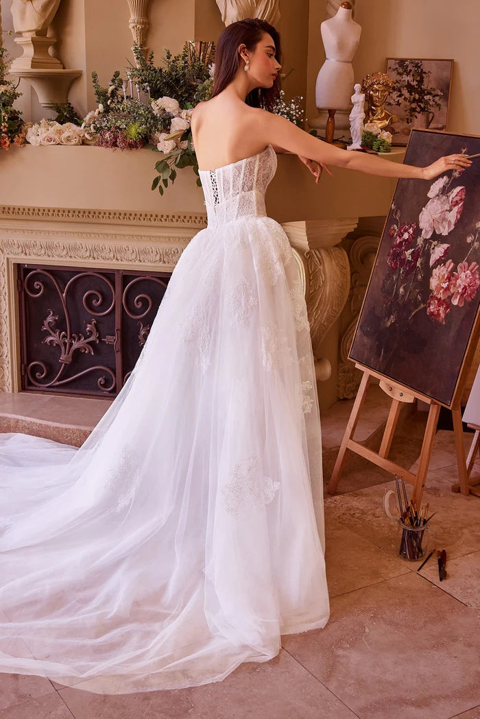 ANAN Lace Fitted Wedding Dress with Overskirt