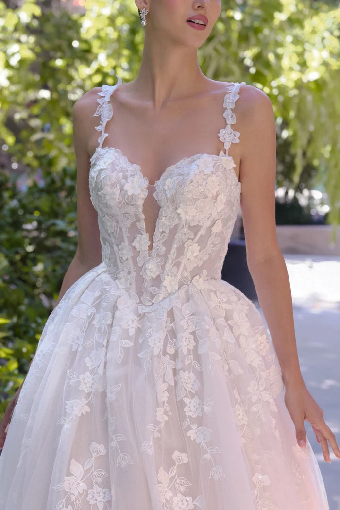 KASARI Floral Lace Ball Gown Wedding Dress