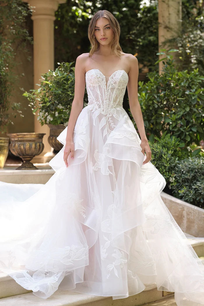 BERTA Floral Tiered Ball Gown Wedding Dress