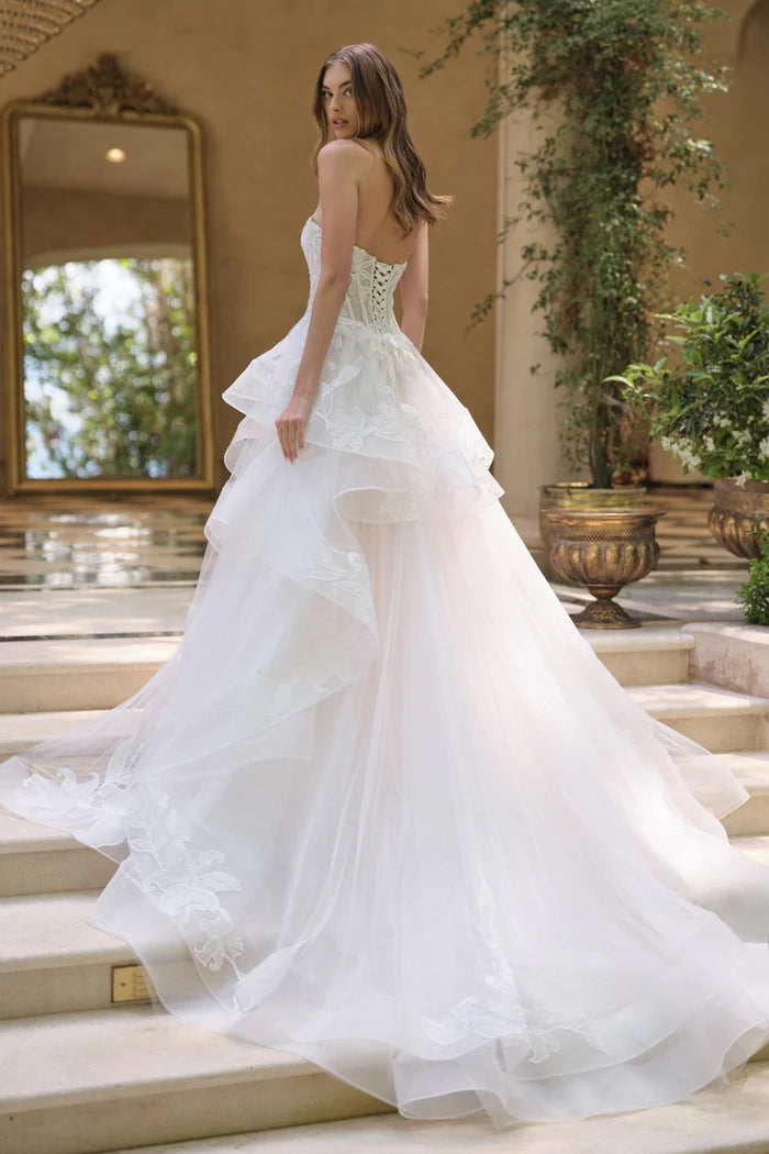 BERTA Floral Tiered Ball Gown Wedding Dress