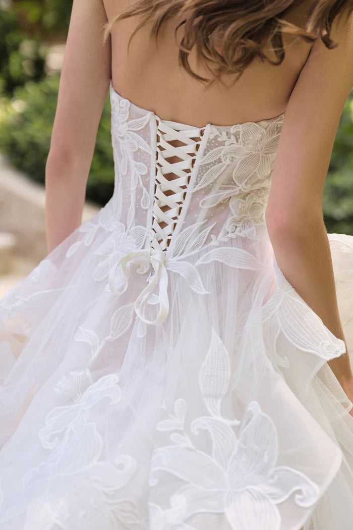 BERTA Floral Tiered Ball Gown Wedding Dress