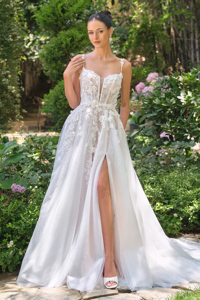LOLITA Floral A-Line Wedding Dress with Slit & Accessories
