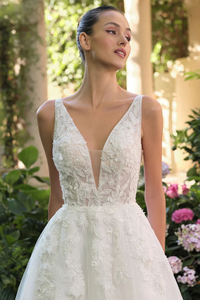 SUSIE Lace Ball Gown Wedding Dress with V-Neck