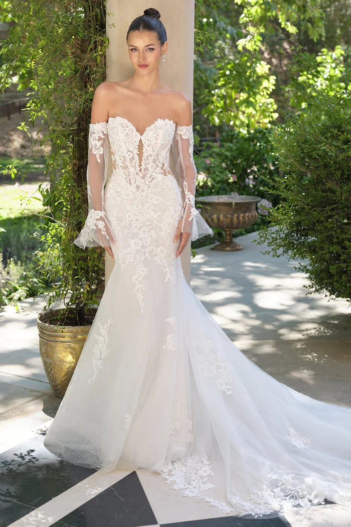 LUCILLE Lace Mermaid Wedding Dress with Sleeves