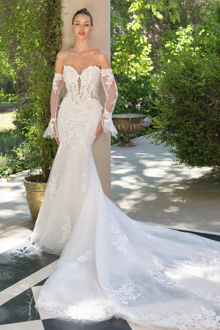 LUCILLE Lace Mermaid Wedding Dress with Sleeves