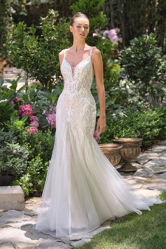 JOANIE Beaded Mermaid Wedding Dress with Corset Back