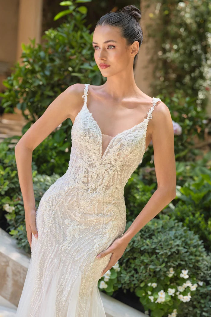 JOANIE Beaded Mermaid Wedding Dress with Corset Back