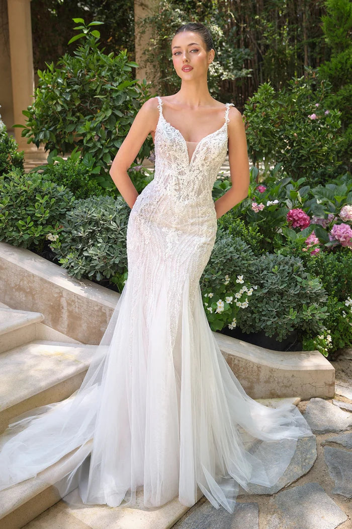 JOANIE Beaded Mermaid Wedding Dress with Corset Back