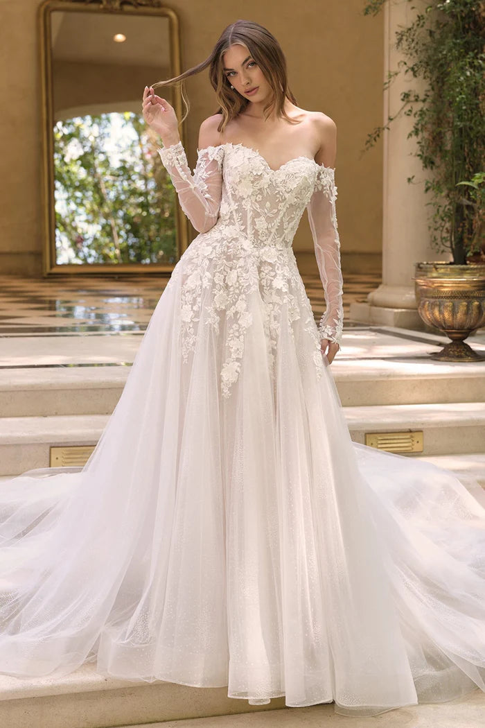 DELLILAH Floral Off-Shoulder Ball Gown Wedding Dress
